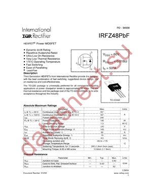 IRFZ48PBF datasheet  